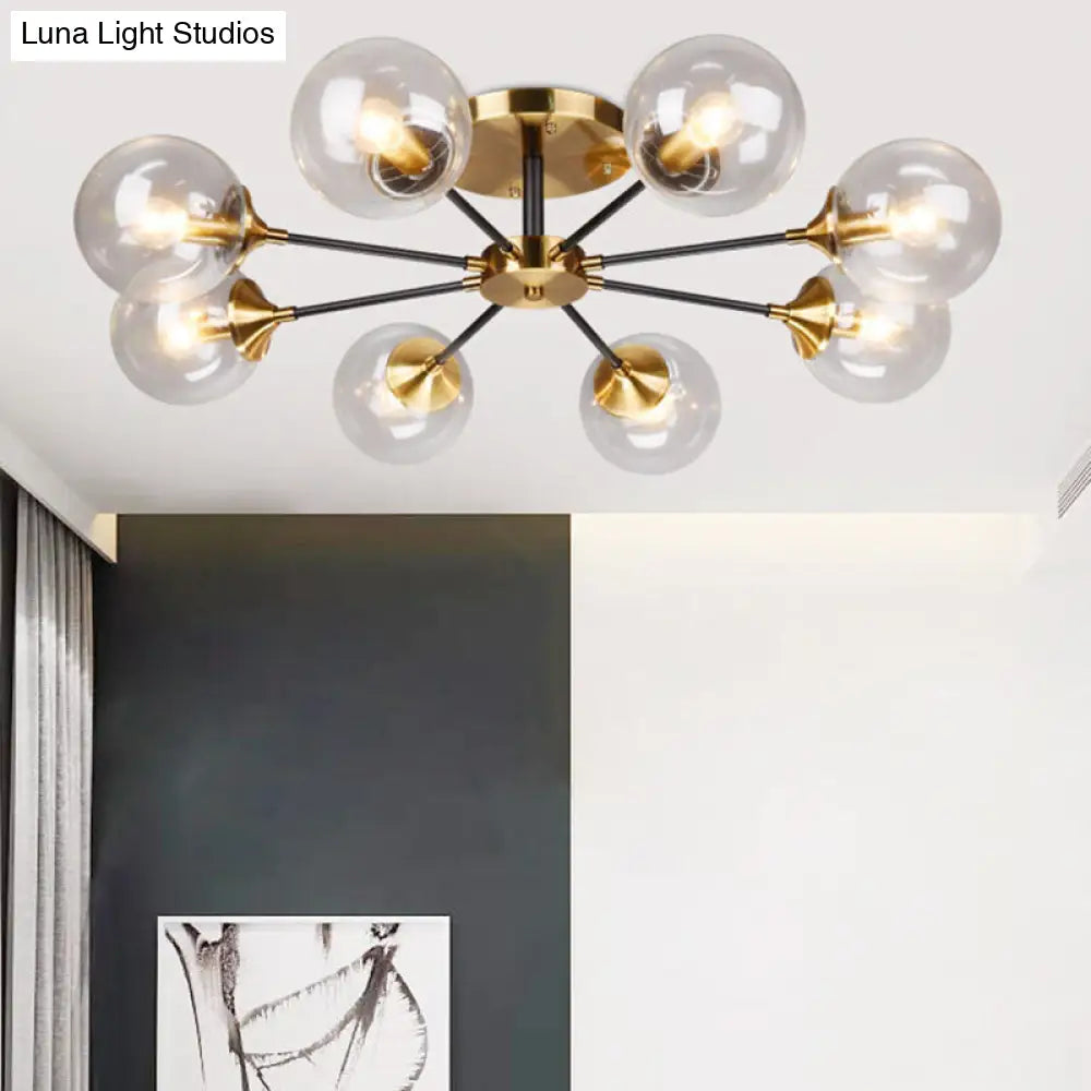 Ultra-Contemporary Sputnik Stained Glass Ceiling Light For Bedroom