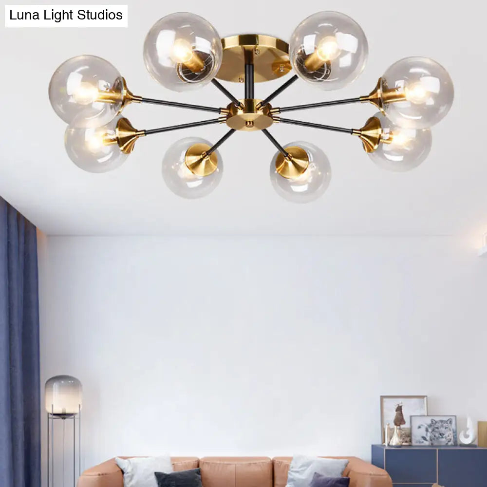Ultra-Contemporary Sputnik Stained Glass Ceiling Light For Bedroom