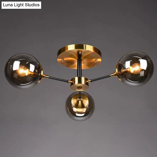 Ultra-Contemporary Sputnik Stained Glass Ceiling Light For Bedroom 3 / Smoke Gray