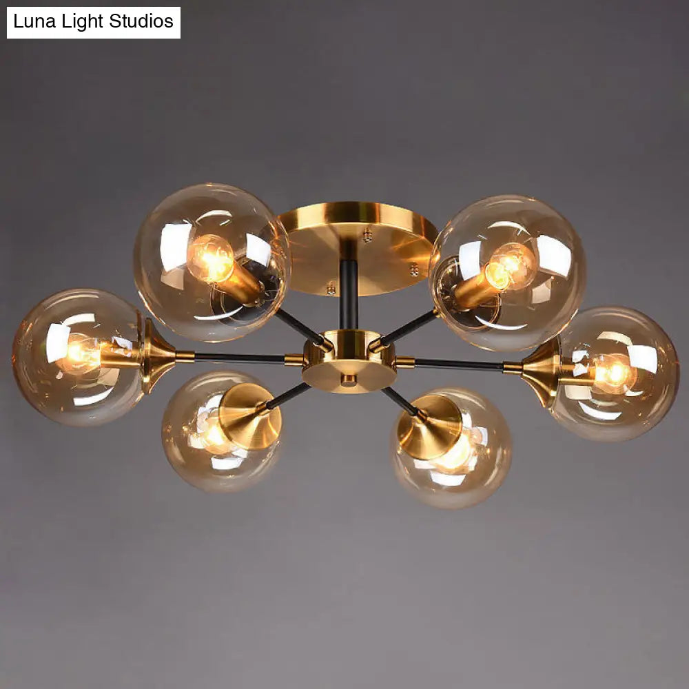 Ultra - Contemporary Sputnik Stained Glass Ceiling Light For Bedroom