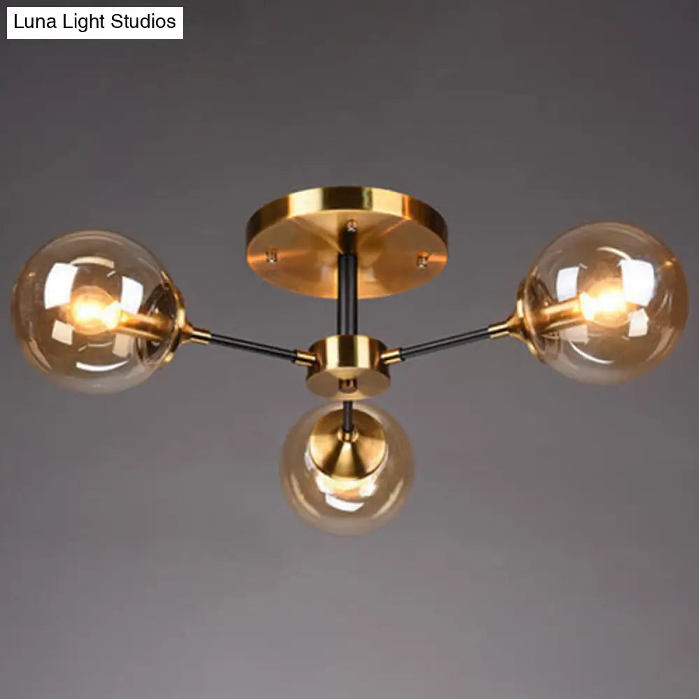 Ultra-Contemporary Sputnik Stained Glass Ceiling Light For Bedroom 3 / Amber
