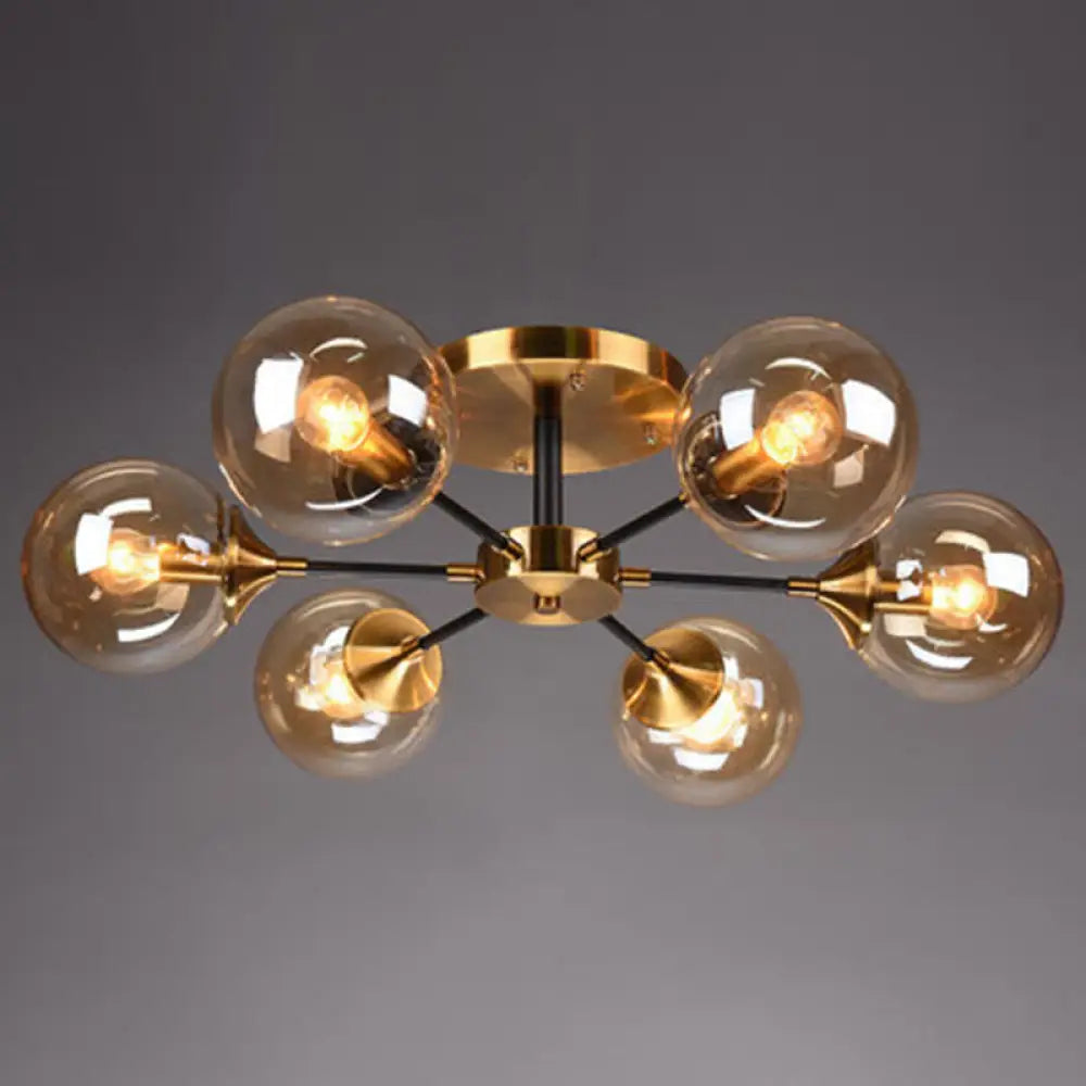 Ultra - Contemporary Sputnik Stained Glass Ceiling Light For Bedroom 6 / Amber