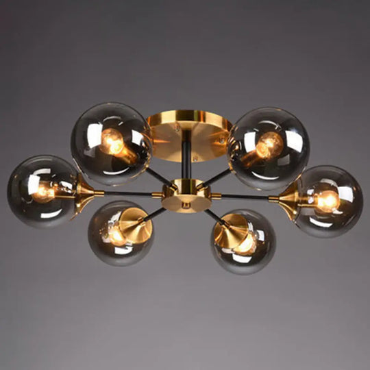 Ultra - Contemporary Sputnik Stained Glass Ceiling Light For Bedroom 6 / Smoke Gray