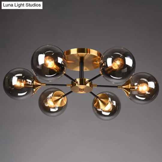 Ultra-Contemporary Sputnik Stained Glass Ceiling Light For Bedroom 6 / Smoke Gray