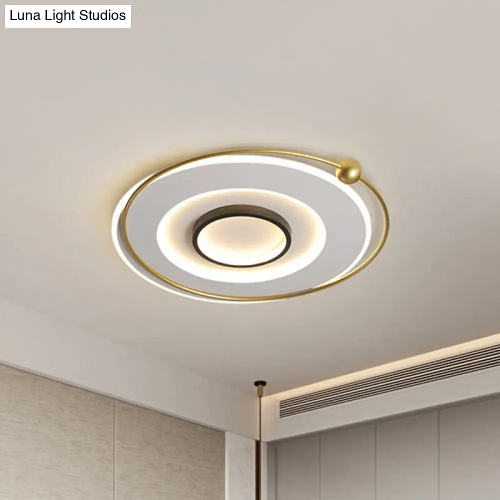 Ultra-Modern Black And Gold Led Ceiling Lamp In Warm/White Light 16.5/22 Circular Thin Acrylic Flush