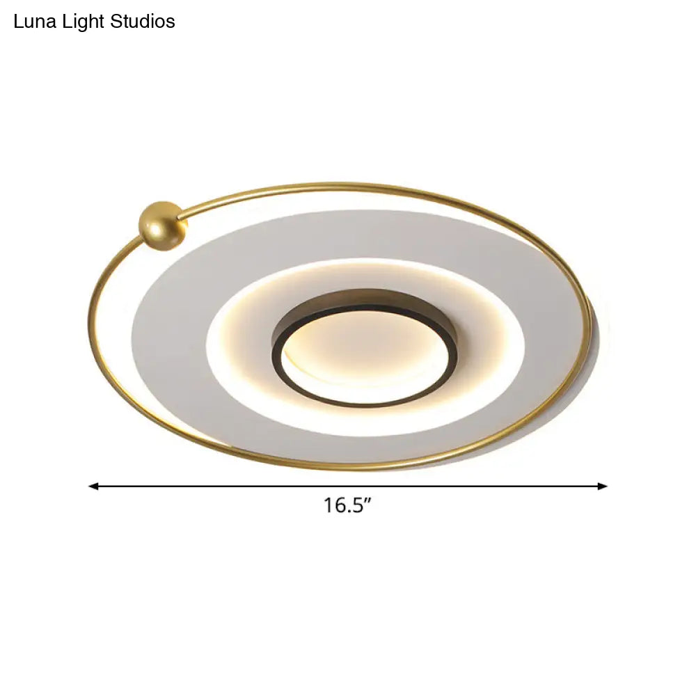 Ultra-Modern Black And Gold Led Ceiling Lamp In Warm/White Light 16.5’/22’ Circular Thin