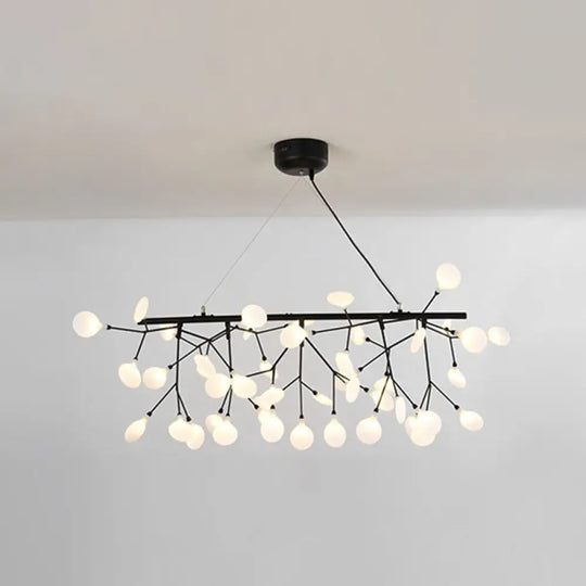 Ultra-Modern Linear Firefly Pendant Lighting: Acrylic Billiard Light For Living Room 45 / Black Warm