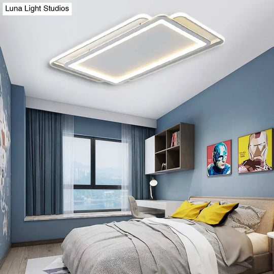 Ultra Slim Acrylic Ceiling Flush Mount Led Fixture (16/19.5/35.5) In Grey With Warm/White Light /