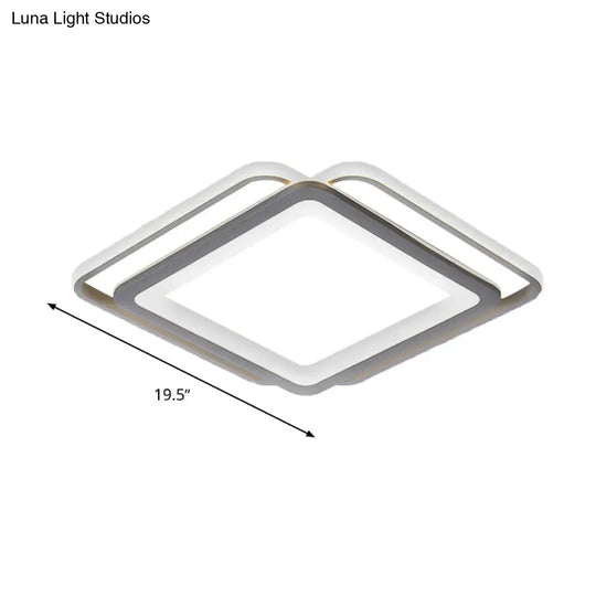 Ultra Slim Acrylic Ceiling Flush Mount Led Fixture (16’/19.5’/35.5’) In Grey With Warm/White Light