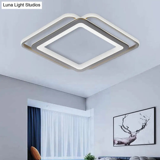 Ultra Slim Acrylic Ceiling Flush Mount Led Fixture (16/19.5/35.5) In Grey With Warm/White Light / 16