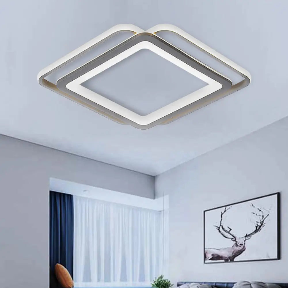 Ultra Slim Acrylic Ceiling Flush Mount Led Fixture (16’/19.5’/35.5’) In Grey With Warm/White