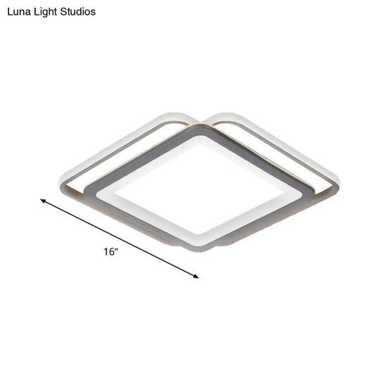 Ultra Slim Acrylic Ceiling Flush Mount Led Fixture (16/19.5/35.5) In Grey With Warm/White Light