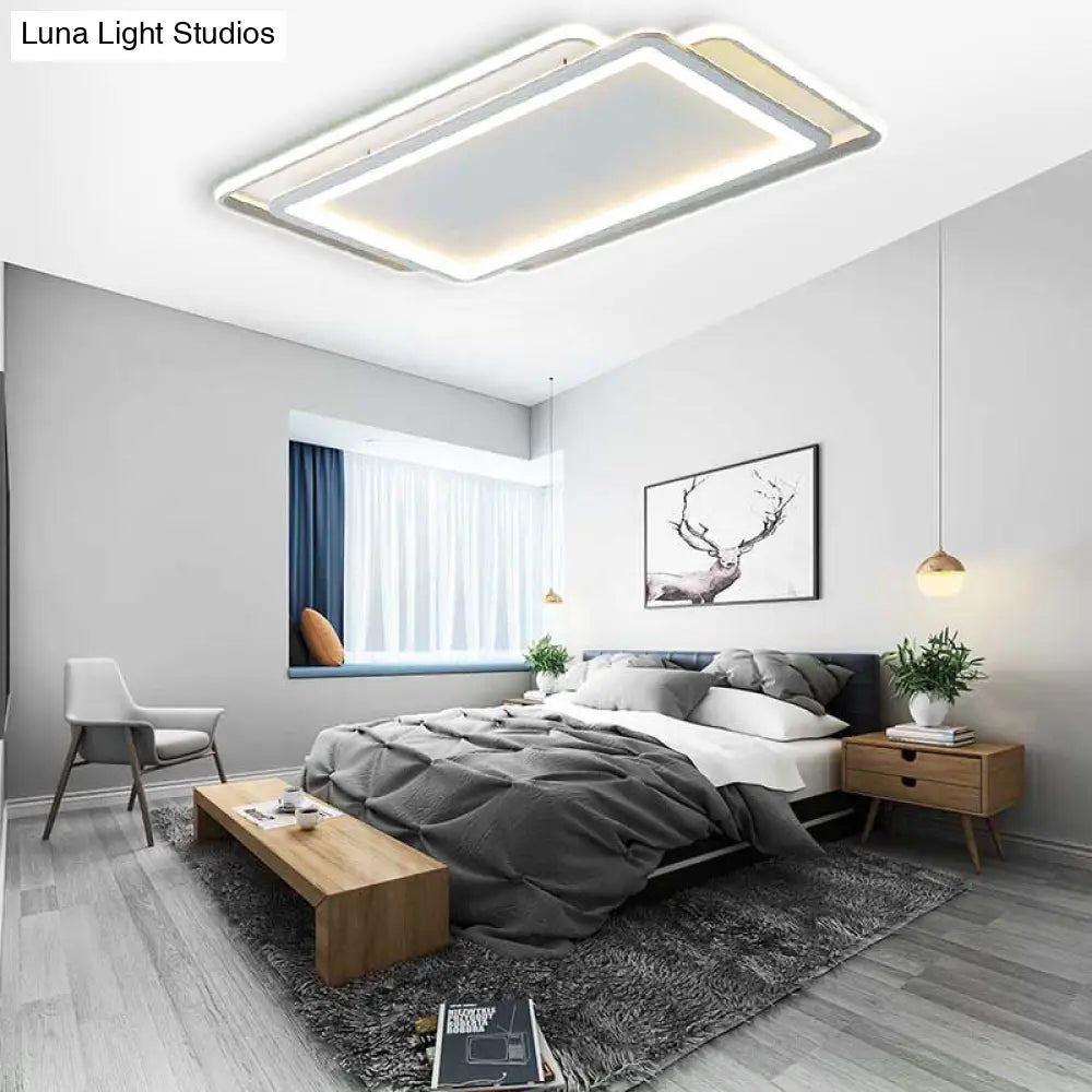 Ultra Slim Acrylic Ceiling Flush Mount Led Fixture (16/19.5/35.5) In Grey With Warm/White Light