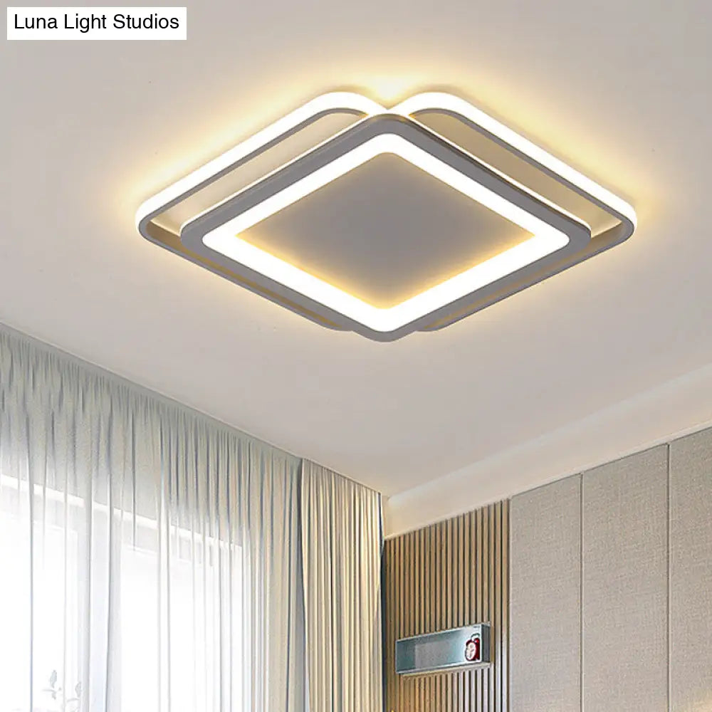 Ultra Slim Acrylic Ceiling Flush Mount Led Fixture (16’/19.5’/35.5’) In Grey With Warm/White Light