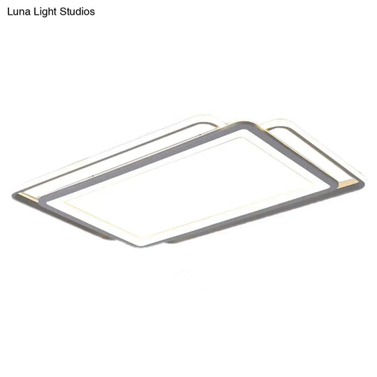 Ultra Slim Acrylic Ceiling Flush Mount Led Fixture (16’/19.5’/35.5’) In Grey With Warm/White Light