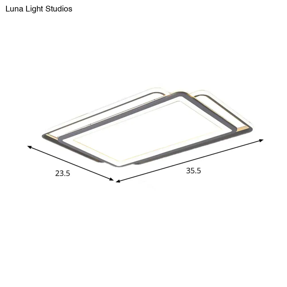 Ultra Slim Acrylic Ceiling Flush Mount Led Fixture (16’/19.5’/35.5’) In Grey With Warm/White Light