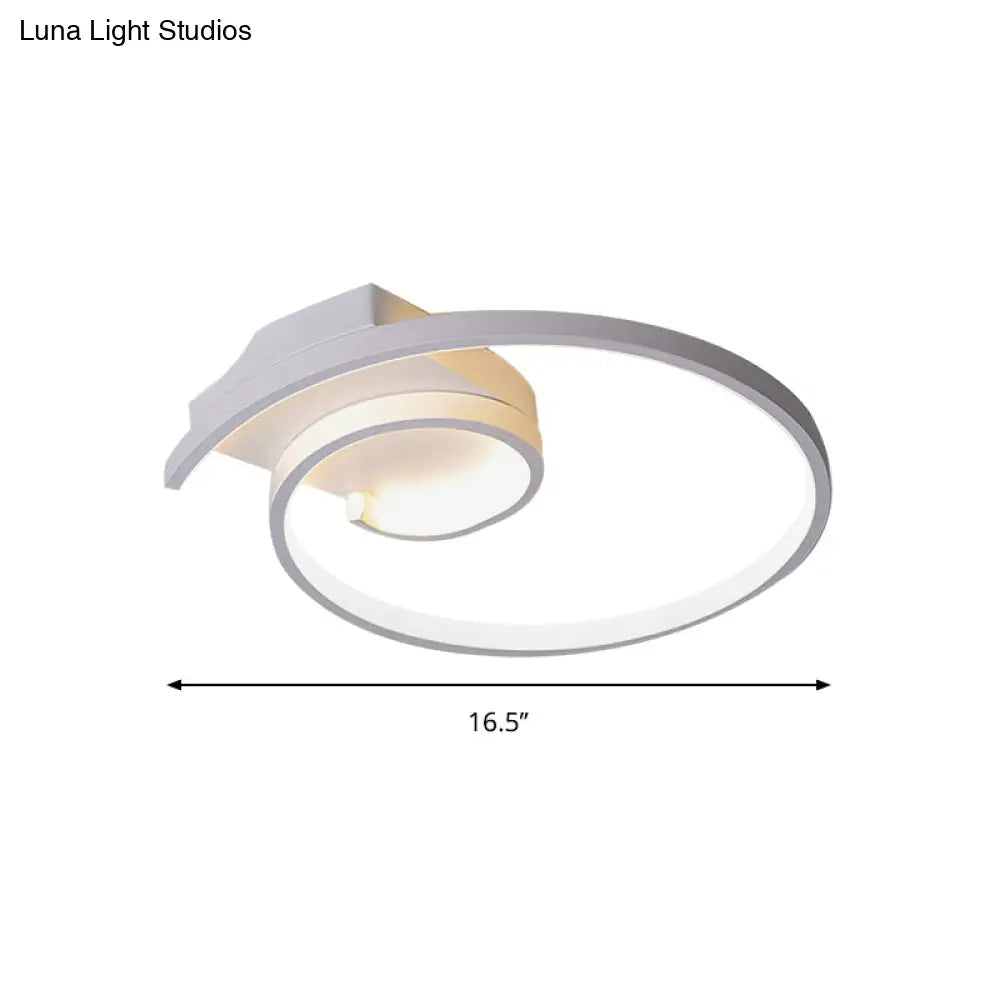 Ultra-Slim Curled Metal Led Flush Mount Ceiling Light - 16.5’’/20.5’’ Width Modern Style