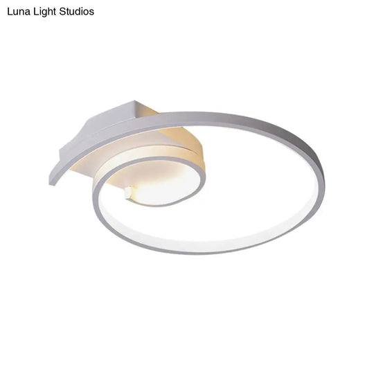 Ultra-Slim Curled Metal Led Flush Mount Ceiling Light - 16.5/20.5 Width Modern Style Black/White