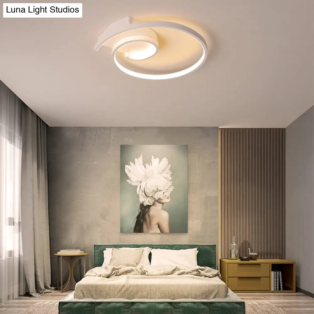 Ultra-Slim Curled Metal Led Flush Mount Ceiling Light - 16.5’’/20.5’’ Width Modern Style