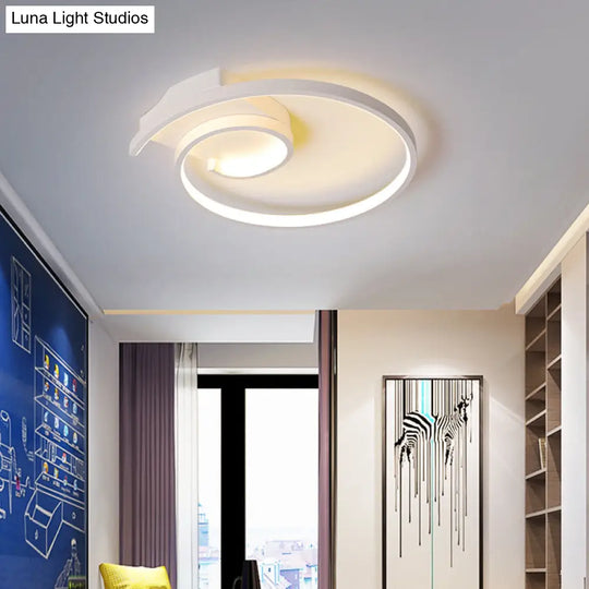 Ultra-Slim Curled Metal Led Flush Mount Ceiling Light - 16.5/20.5 Width Modern Style Black/White