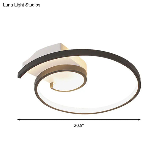 Ultra-Slim Curled Metal Led Flush Mount Ceiling Light - 16.5’’/20.5’’ Width Modern Style