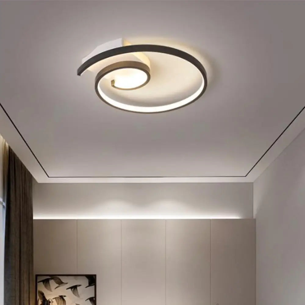 Ultra-Slim Curled Metal Led Flush Mount Ceiling Light - 16.5’’/20.5’’ Width Modern Style