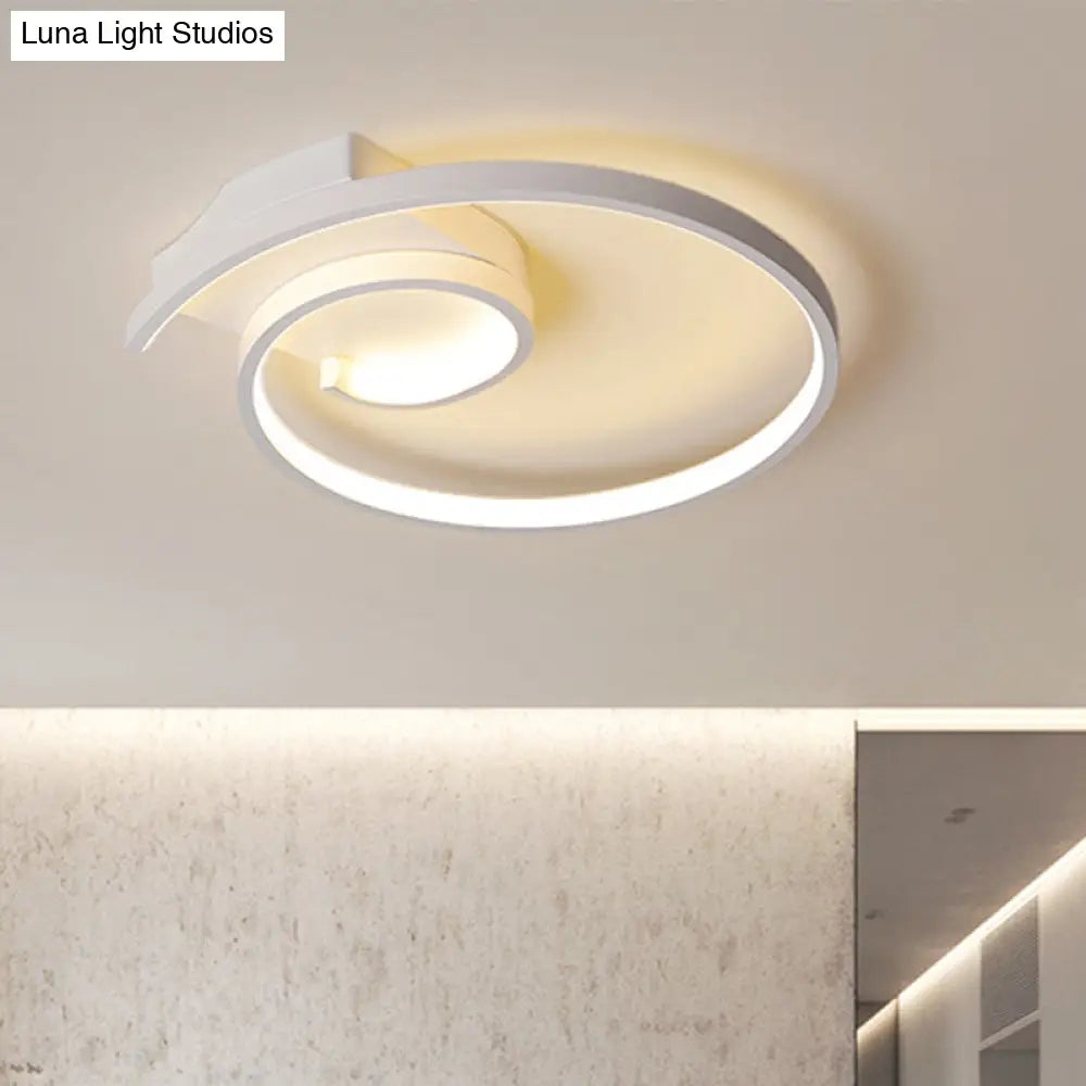 Ultra-Slim Curled Metal Led Flush Mount Ceiling Light - 16.5/20.5 Width Modern Style Black/White