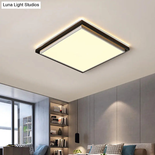 Ultra Thin Acrylic Led Flush Light - Wide Bedroom Ceiling Fixture In Warm/White (18/21.5/35.5) Black