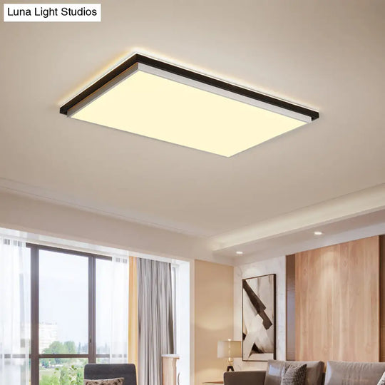 Ultra Thin Acrylic Led Flush Light - Wide Bedroom Ceiling Fixture In Warm/White (18/21.5/35.5) Black