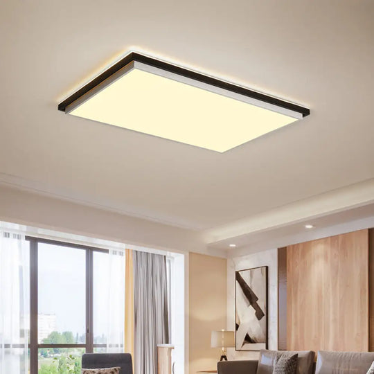 Ultra Thin Acrylic Led Flush Light - Wide Bedroom Ceiling Fixture In Warm/White