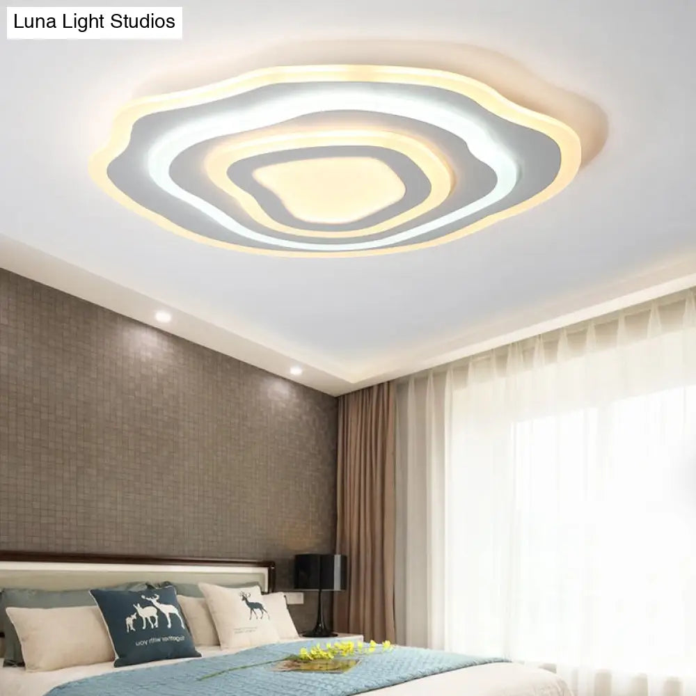 Ultra Thin Acrylic Ripple Ceiling Lamp - 19.5’/23.5’ W Simple White Led Light In Warm/White