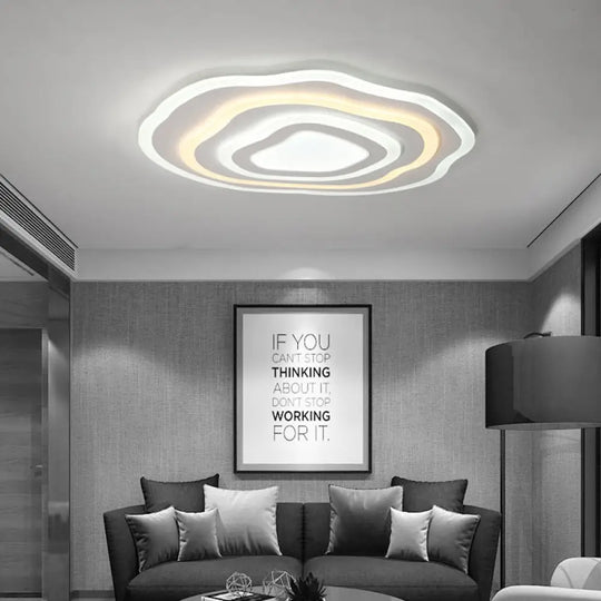 Ultra Thin Acrylic Ripple Ceiling Lamp - 19.5’/23.5’ W Simple White Led Light In Warm/White / 19.5’