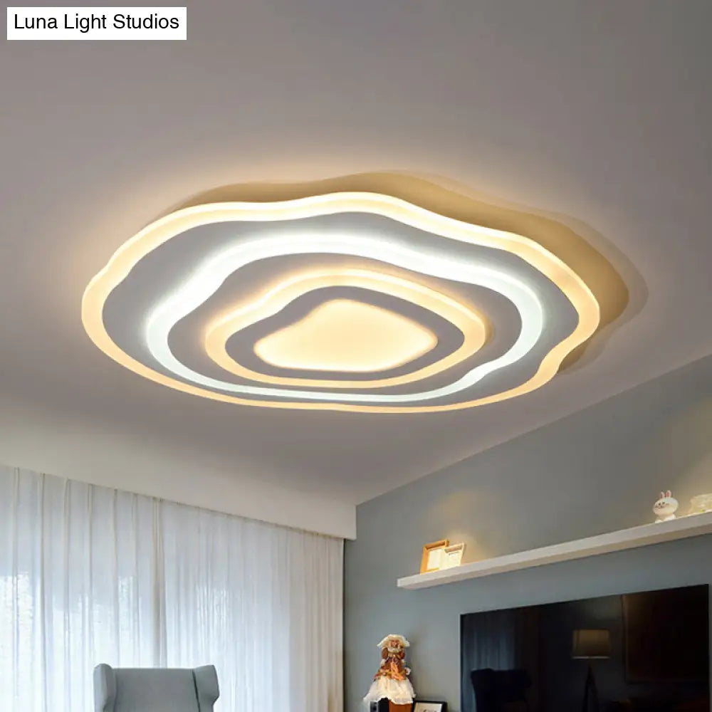 Ultra Thin Acrylic Ripple Ceiling Lamp - 19.5’/23.5’ W Simple White Led Light In Warm/White
