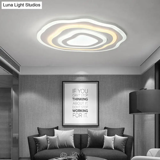 Ultra Thin Acrylic Ripple Ceiling Lamp - 19.5/23.5 W Simple White Led Light In Warm/White / 19.5