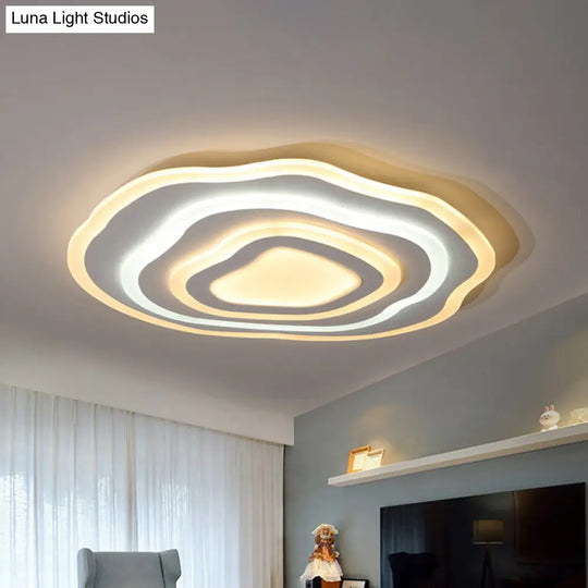 Ultra Thin Acrylic Ripple Ceiling Lamp - 19.5/23.5 W Simple White Led Light In Warm/White