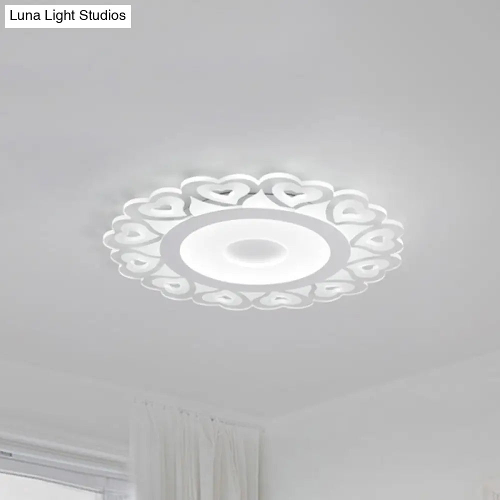 Ultra Thin Heart Pattern Led Ceiling Light - Simple Acrylic Flush Mount White 16/19.5/23.5 Dia