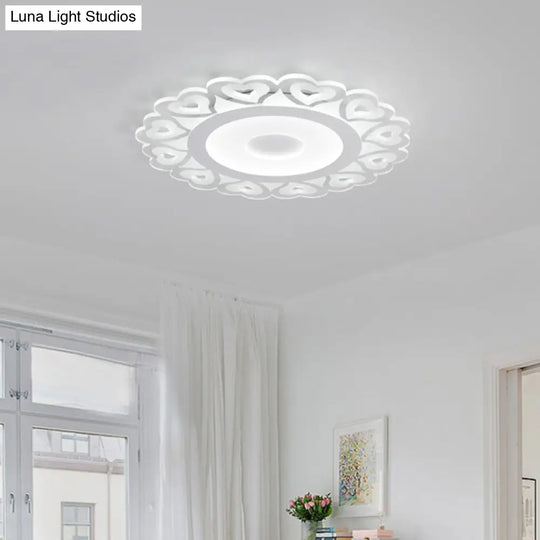 Ultra Thin Heart Pattern Led Ceiling Light - Simple Acrylic Flush Mount White 16’/19.5’/23.5’ Dia