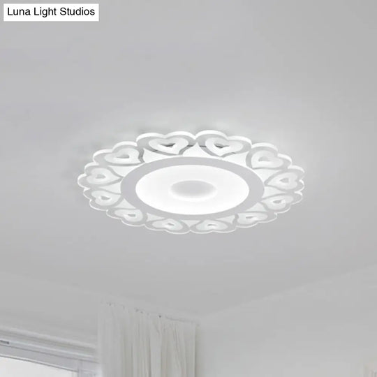 Ultra Thin Heart Pattern Led Ceiling Light - Simple Acrylic Flush Mount White 16’/19.5’/23.5’ Dia