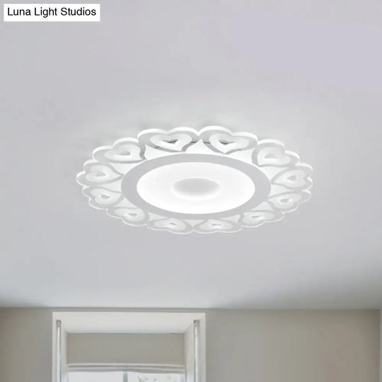 Ultra Thin Heart Pattern Led Ceiling Light - Simple Acrylic Flush Mount White 16/19.5/23.5 Dia