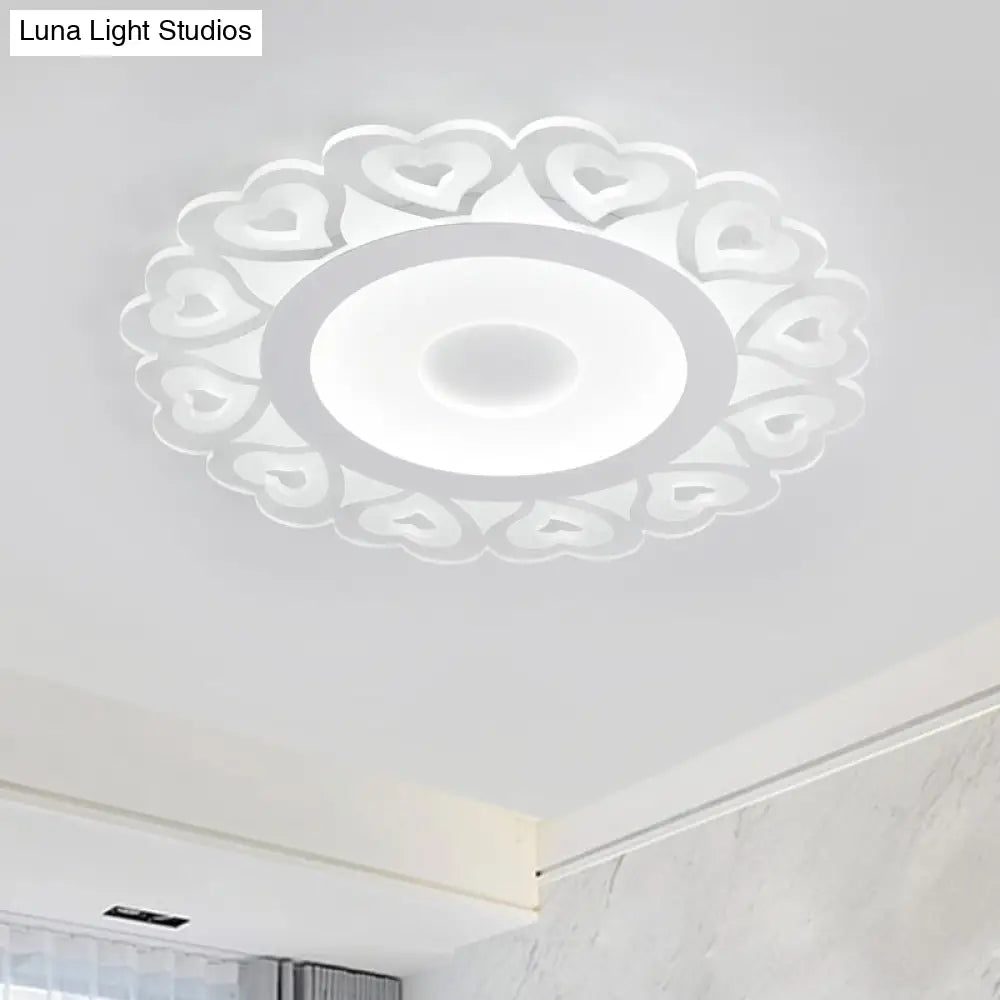 Ultra Thin Heart Pattern Led Ceiling Light - Simple Acrylic Flush Mount White 16’/19.5’/23.5’ Dia