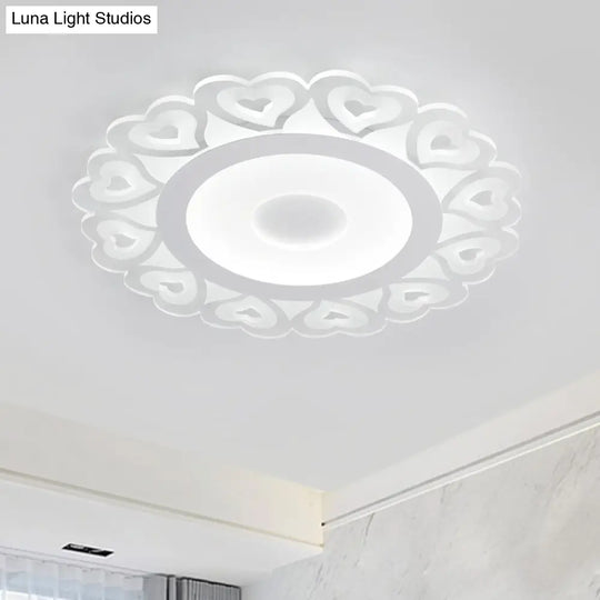 Ultra Thin Heart Pattern Led Ceiling Light - Simple Acrylic Flush Mount White 16’/19.5’/23.5’ Dia