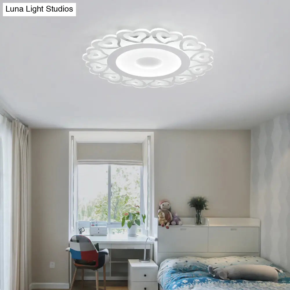 Ultra Thin Heart Pattern Led Ceiling Light - Simple Acrylic Flush Mount White 16/19.5/23.5 Dia