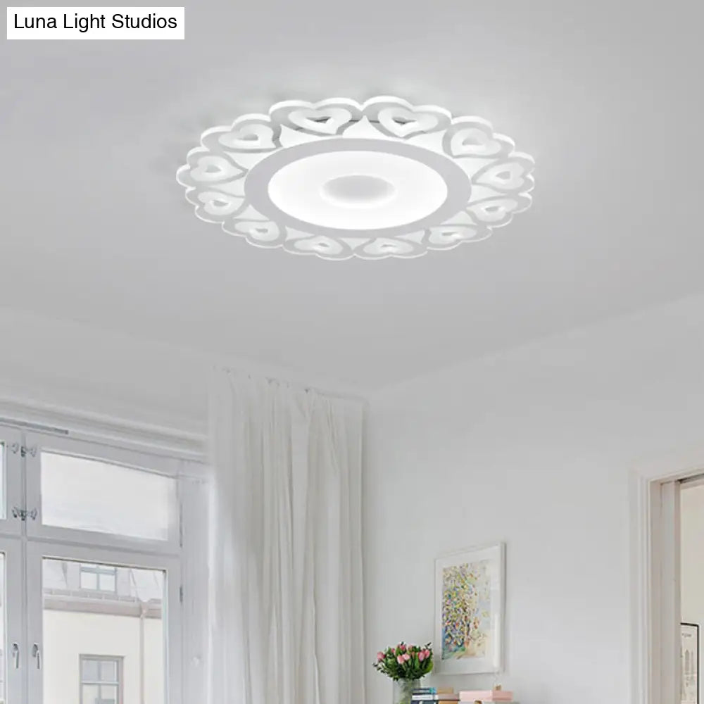 Ultra Thin Heart Pattern Led Ceiling Light - Simple Acrylic Flush Mount White 16/19.5/23.5 Dia