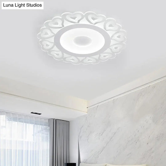 Ultra Thin Heart Pattern Led Ceiling Light - Simple Acrylic Flush Mount White 16/19.5/23.5 Dia / 16