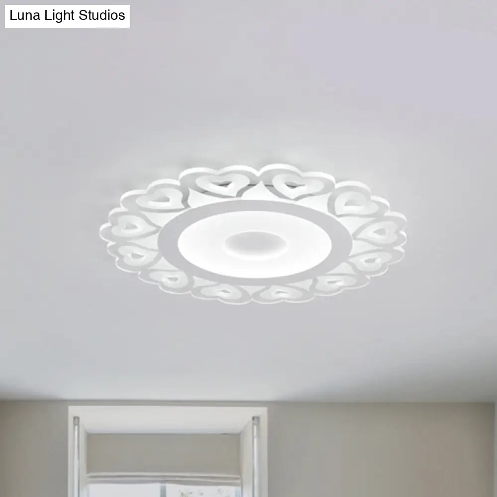 Ultra Thin Heart Pattern Led Ceiling Light - Simple Acrylic Flush Mount White 16’/19.5’/23.5’ Dia