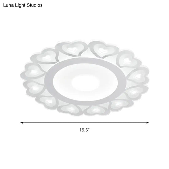 Ultra Thin Heart Pattern Led Ceiling Light - Simple Acrylic Flush Mount White 16/19.5/23.5 Dia