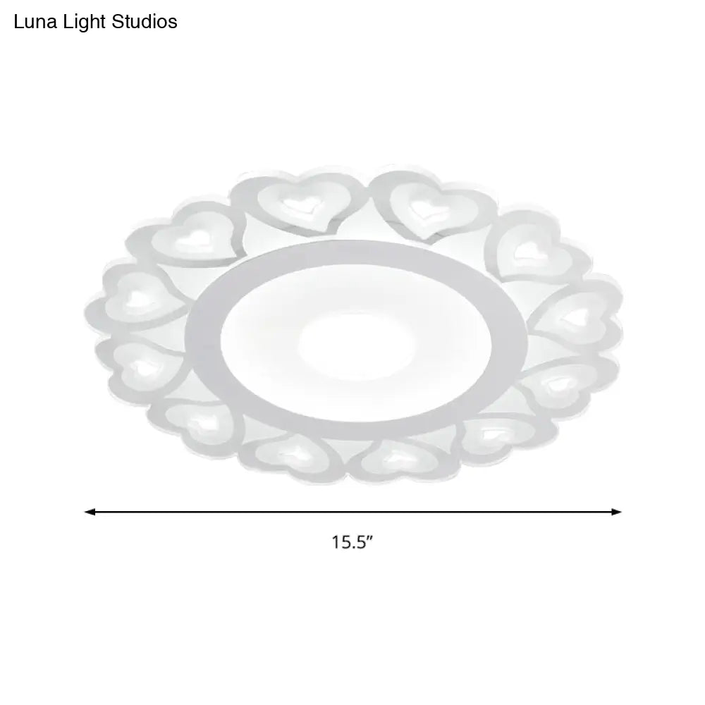 Ultra Thin Heart Pattern Led Ceiling Light - Simple Acrylic Flush Mount White 16’/19.5’/23.5’ Dia