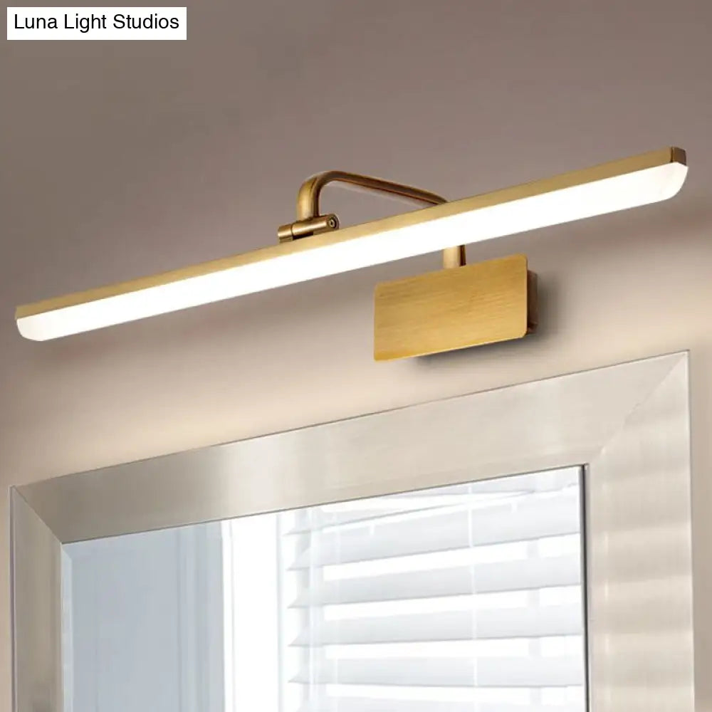 Ultra-Thin Led Indoor Wall Light - Brushed Brass Vanity Sconce In Warm/White Lighting 16/19.5 Width