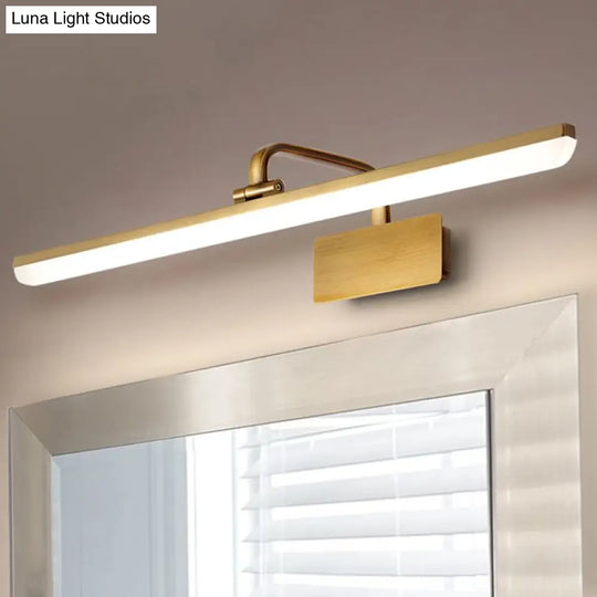 Ultra-Thin Led Indoor Wall Light - Brushed Brass Vanity Sconce In Warm/White Lighting 16/19.5 Width