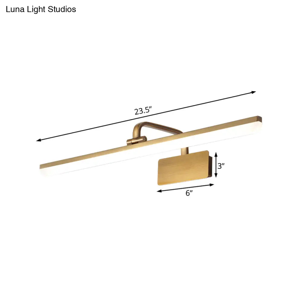 Ultra-Thin Led Indoor Wall Light - Brushed Brass Vanity Sconce In Warm/White Lighting 16/19.5 Width